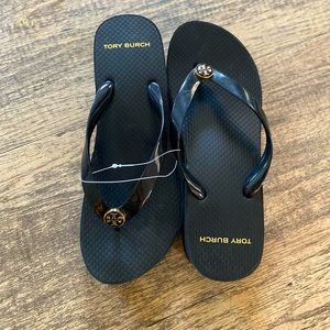 Brand new- Tory Burch Black Wedge Flip Flop